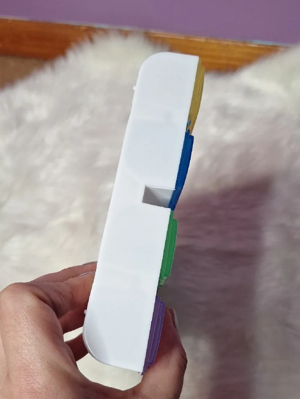 Weekly 28-Slot Pill Organizer - Yellow, Blue, Green, Purple